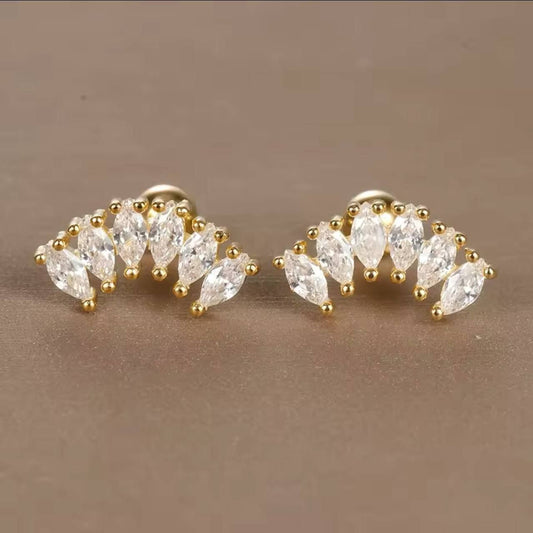 Ball Back Piercing Stainless Steel 316 Bar with Zircon Stones     S1