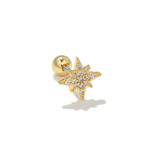 Ball Back Piercing Stainless Steel 316 Bar with Zircon Stones     S1