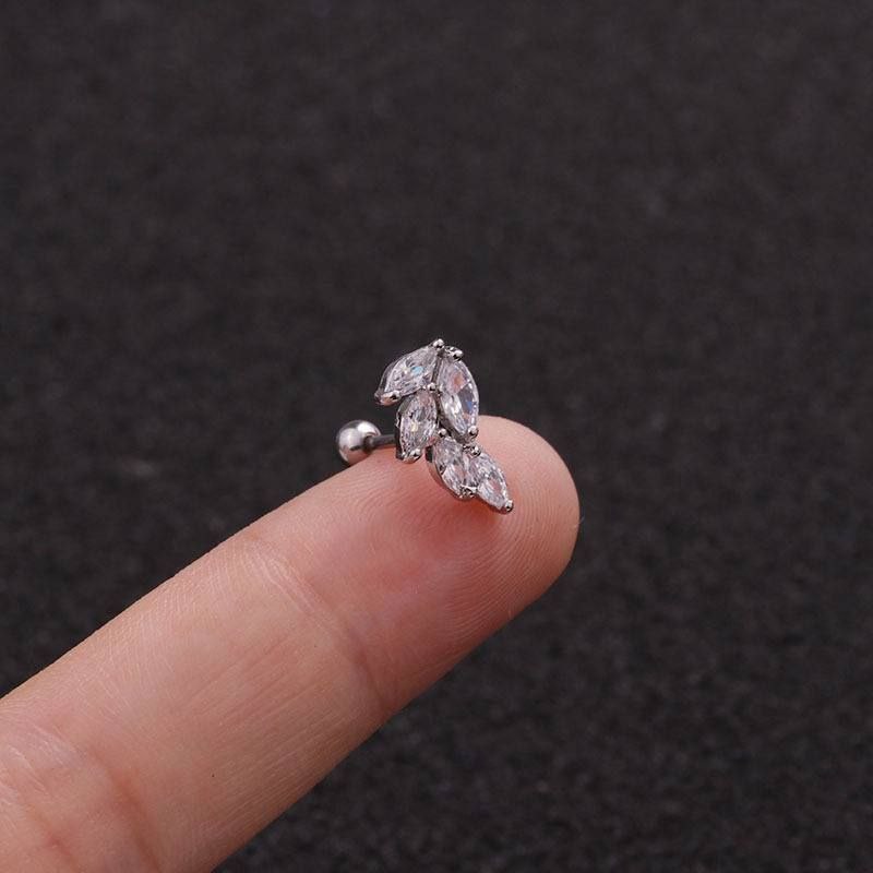 Ball Back Piercing Stainless Steel 316 Bar with Zircon Stones      S1