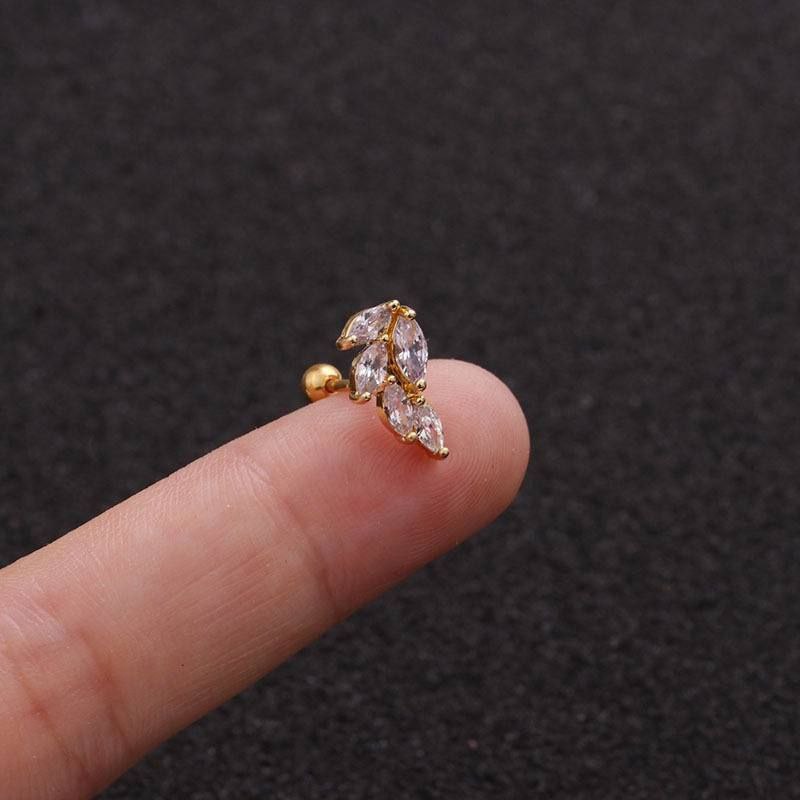 Ball Back Piercing Stainless Steel 316 Bar with Zircon Stones      S1