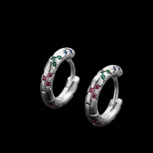 Stud Piercing Stainless Steel 316 Bar with Colored Zircon Stones     S1