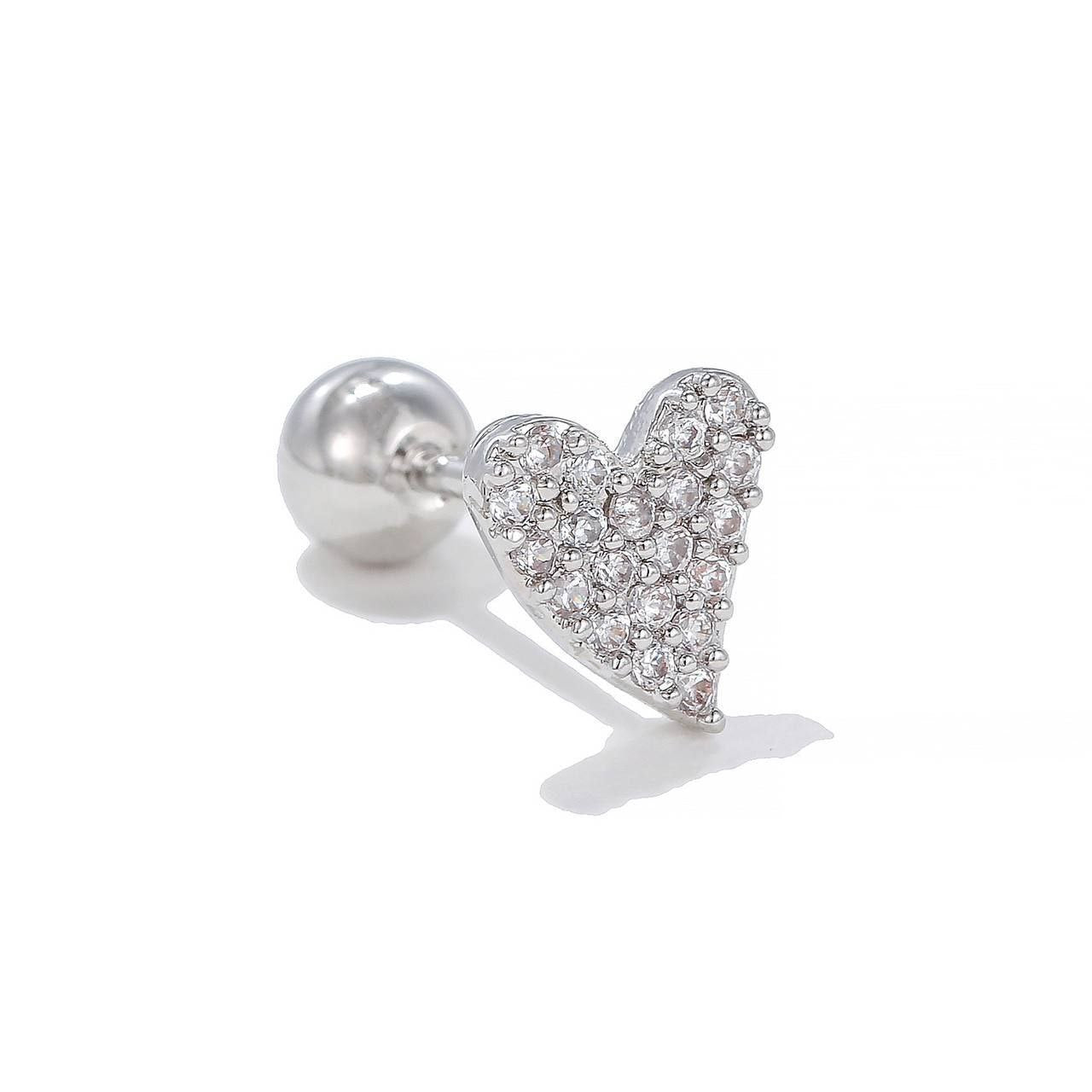 Ball Back Piercing Stainless Steel 316 Bar with Zircon Stones     S1