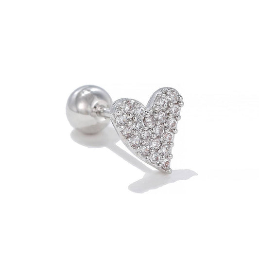 Ball Back Piercing Stainless Steel 316 Bar with Zircon Stones     S1