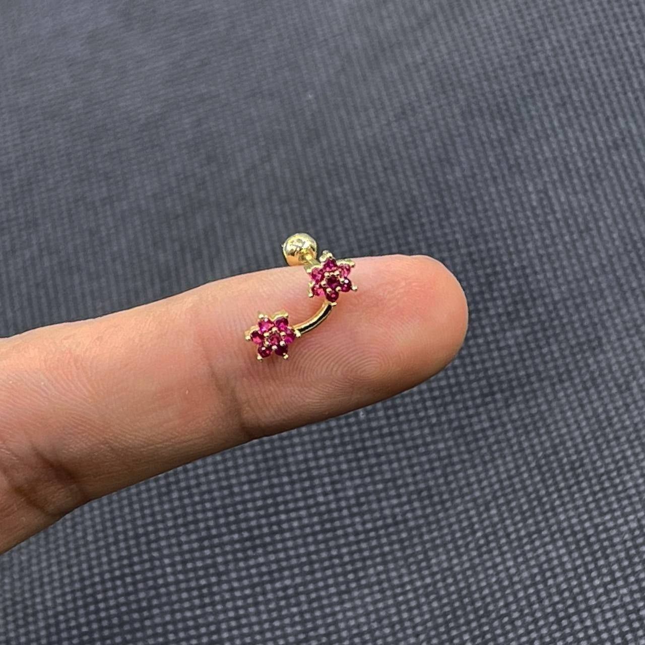 Ball Back Piercing Stainless Steel 316 Bar with Zircon Stones    S1