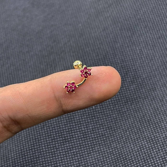 Ball Back Piercing Stainless Steel 316 Bar with Zircon Stones    S1
