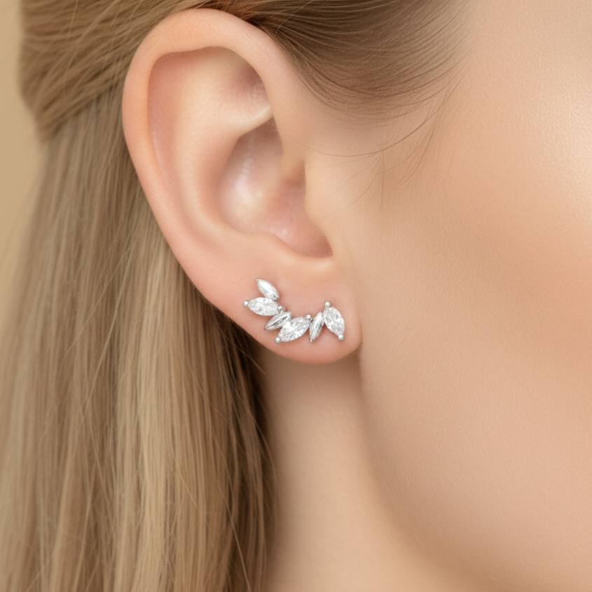 Ball Back Piercing Stainless Steel 316 Bar with Zircon Stones    S1