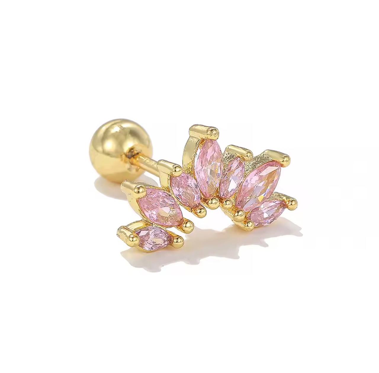 Ball Back Piercing Stainless Steel 316 Bar with Zircon Stones     S1