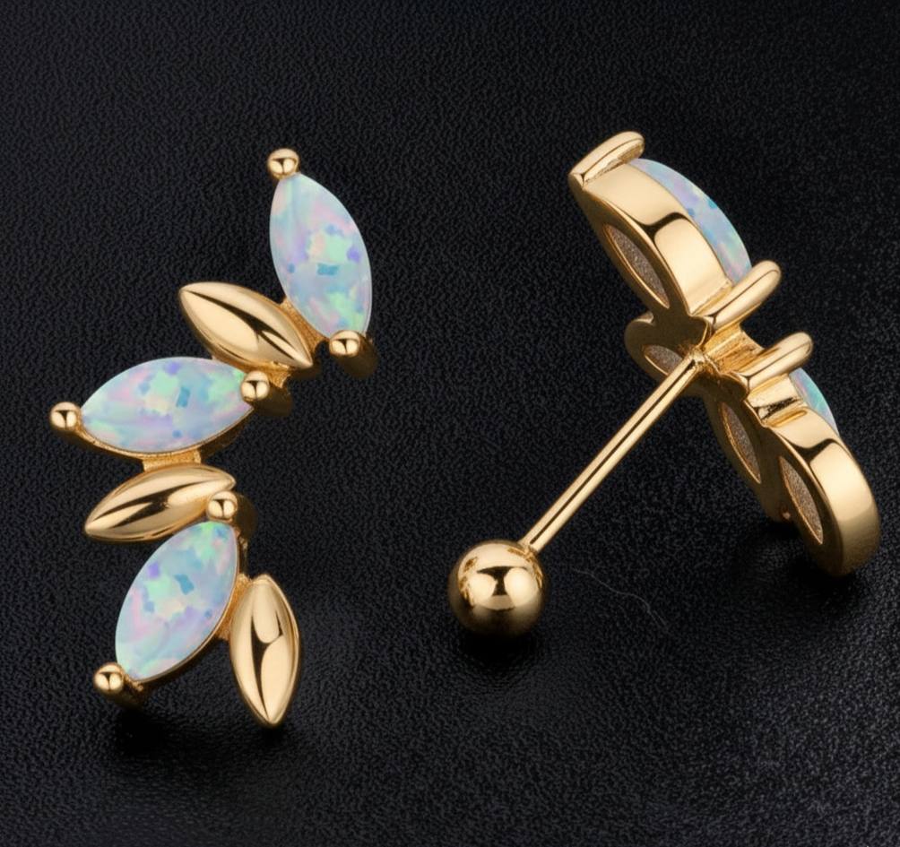 Ball Back Piercing Stainless Steel 316 Bar with Zircon Stones    S1