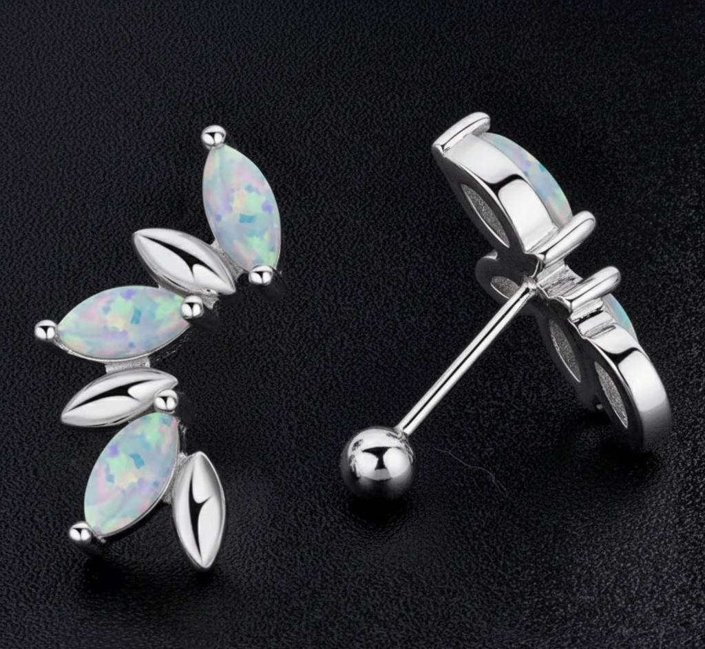 Ball Back Piercing Stainless Steel 316 Bar with Zircon Stones    S1