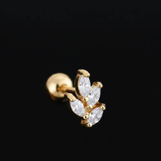 Ball Back Piercing Stainless Steel 316 Bar with Zircon Stones    S1
