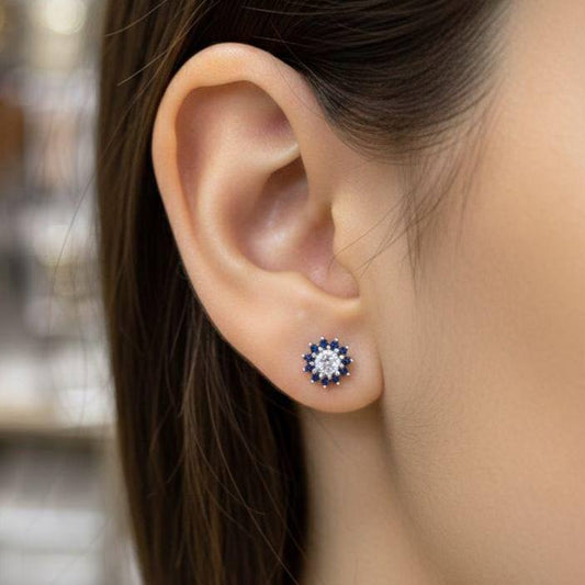 Ball Back Piercing Stainless Steel 316 Bar with Zircon Stones   S1