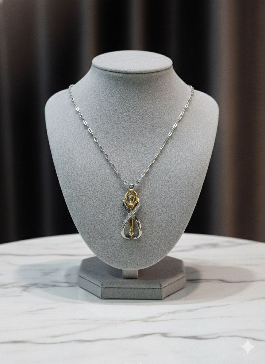Pure 316 Stainless Steel Chain with Zircon Stones    S2