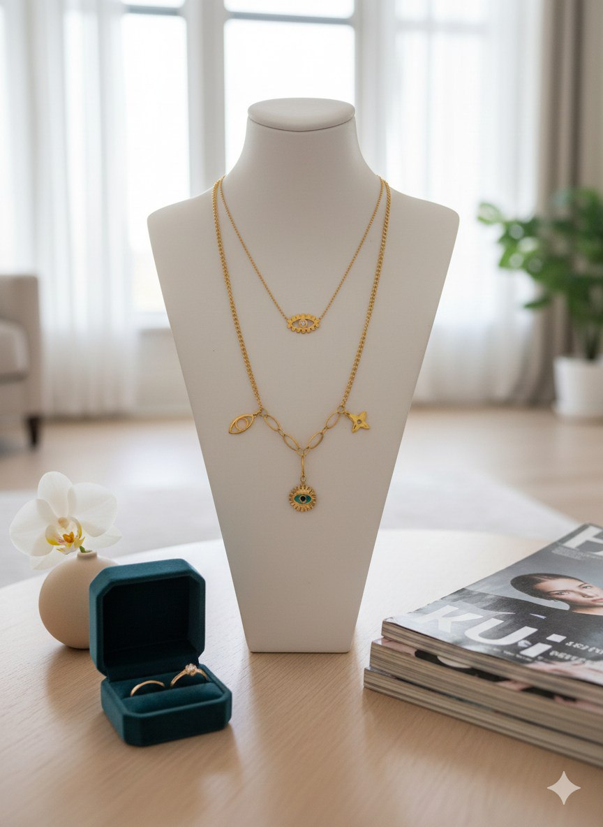 Double Layer 316 Stainless Steel Chain with Zircon Stones   S2