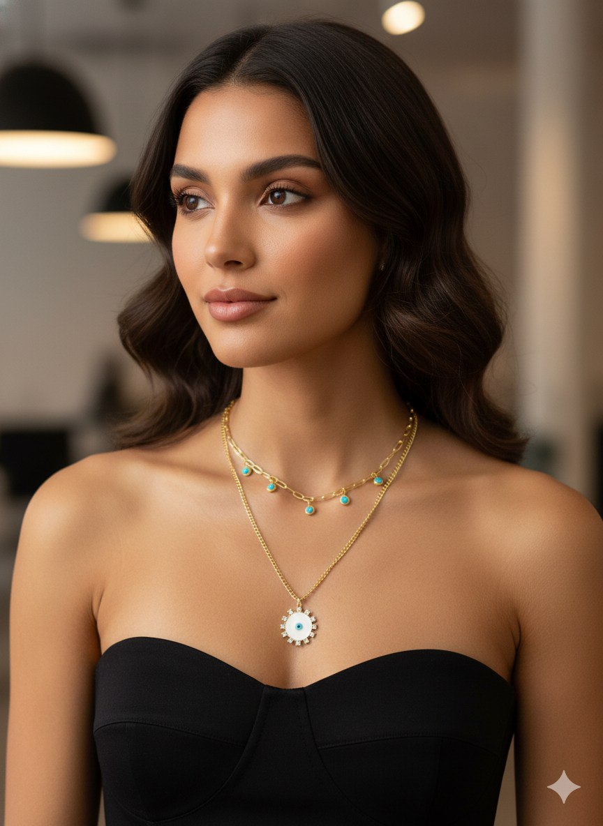 Double Layer 316 Stainless Steel Chain with Zircon Stones   S2