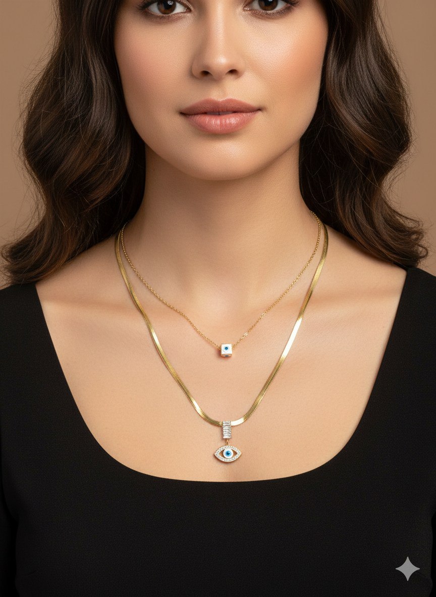 Double Layer 316 Stainless Steel Chain with Zircon Stones    S2