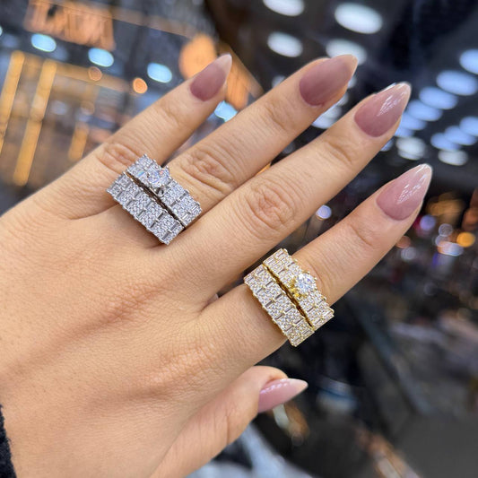 Chinese Gold Twin Rings with Zircon Stones     S1