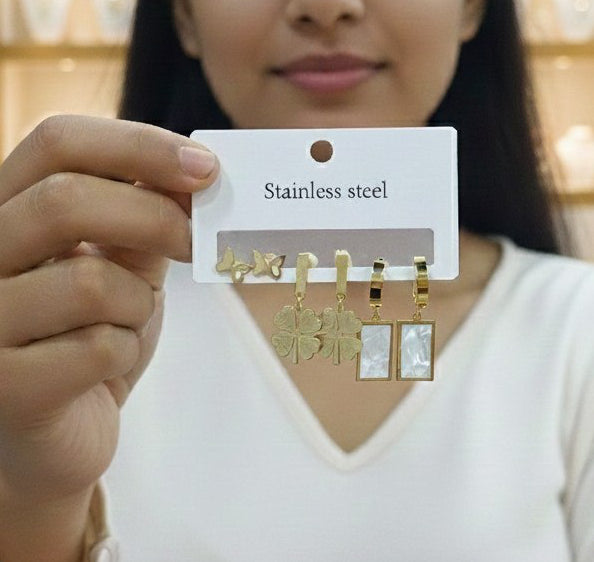 Stainless Steel 316 Multiple Earrings Card Set   S2