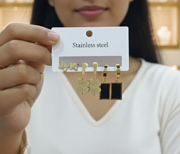 Stainless Steel 316 Multiple Earrings Card Set   S2