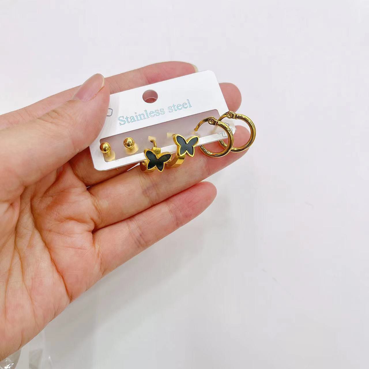 Stainless Steel 316 Multiple Earrings Card Set    S2