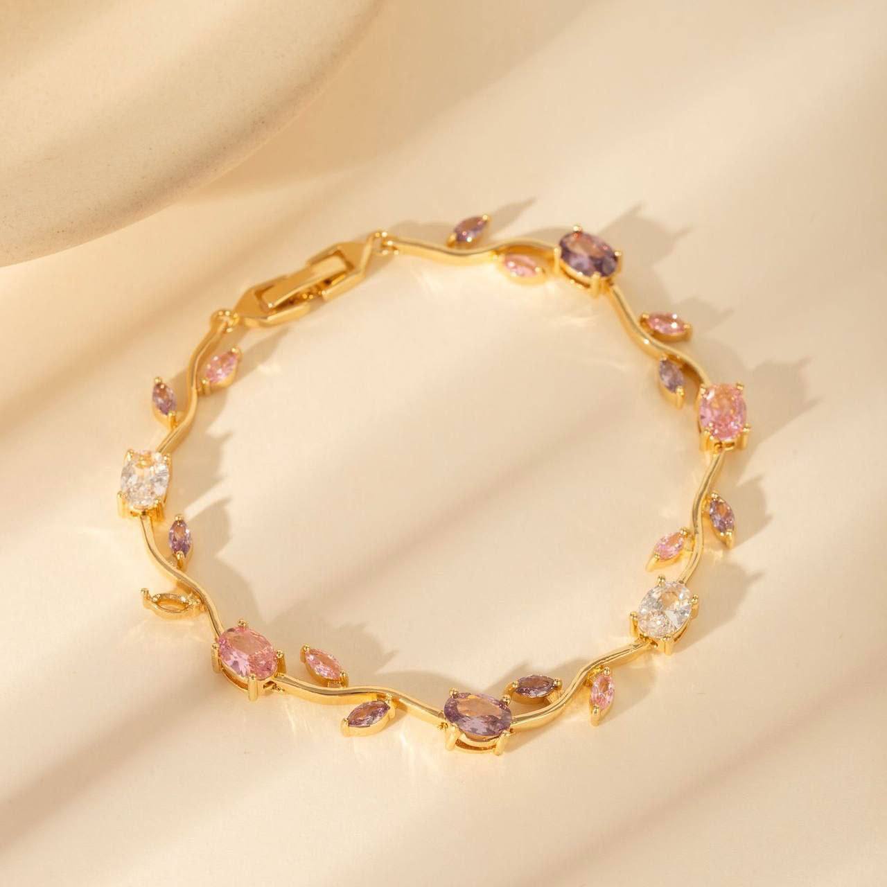 Tulip Trend Initial Pendant – Chinese Gold with Zircon Stones   S1