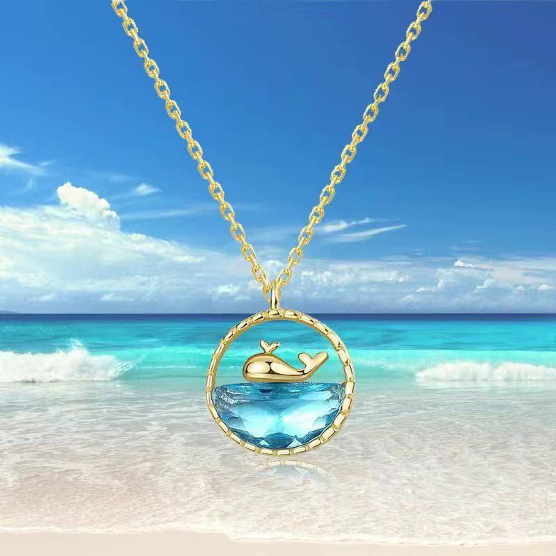 Dolphin Necklace – Pure 316 Stainless Steel with Chinese Gold Pendant   S1