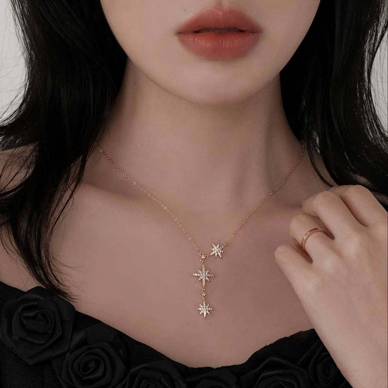 Stainless Steel Chain with Chinese Gold Pendant and Zircon Stones    S1