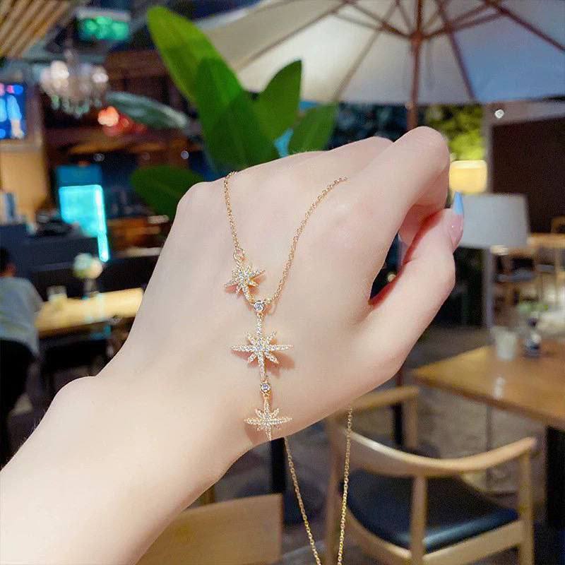 Stainless Steel Chain with Chinese Gold Pendant and Zircon Stones    S1