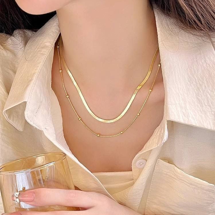 Double Layer Dil Al-Far Necklace with Snake Back – 316 Stainless Steel    S1