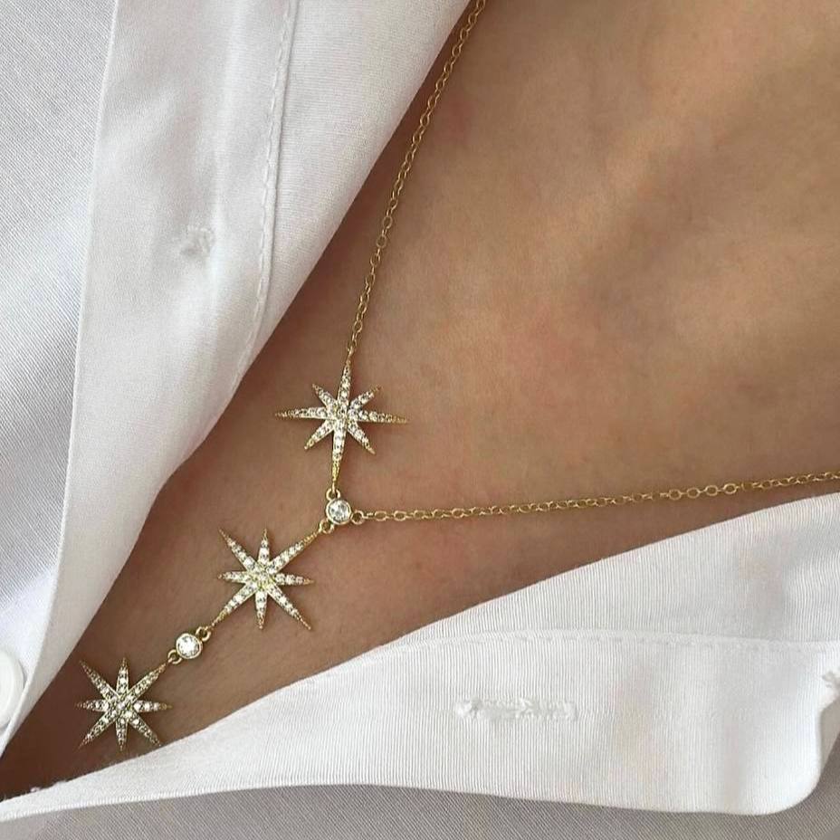 Pure 316 Stainless Steel Necklace with Chinese Gold Pendant and Zircon Stones   S1
