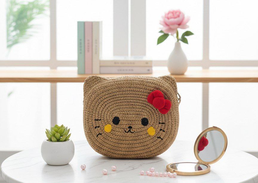 Kids Straw Bag with Unique Designs – R51     S1