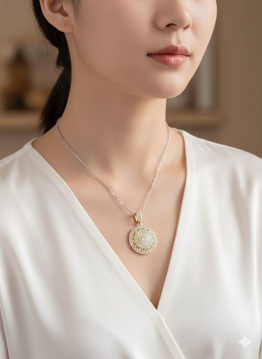 Pure 316 Stainless Steel Necklace with Zircon Stones    S2