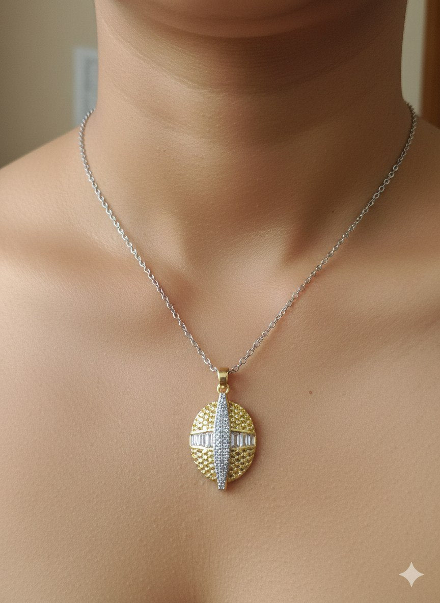 Pure 316 Stainless Steel Necklace with Zircon Stones    S2