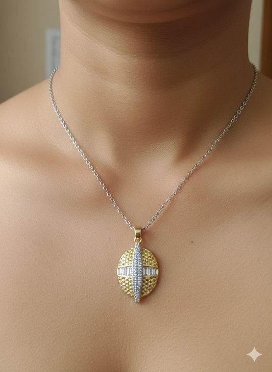 Pure 316 Stainless Steel Necklace with Zircon Stones    S2