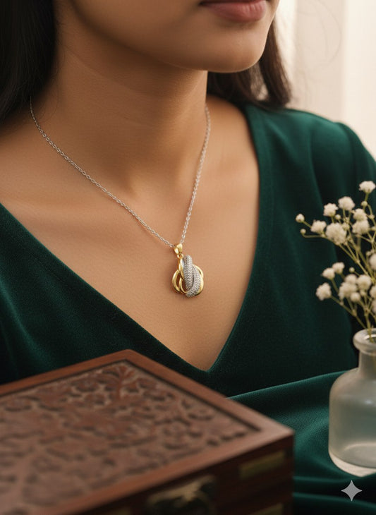 Pure 316 Stainless Steel Necklace with Zircon Stones    S2