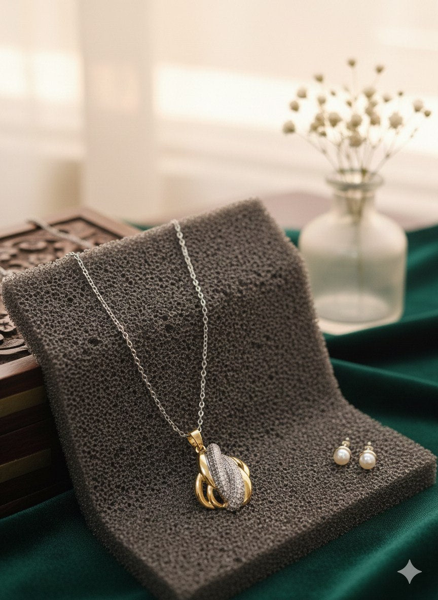 Pure 316 Stainless Steel Necklace with Zircon Stones    S2