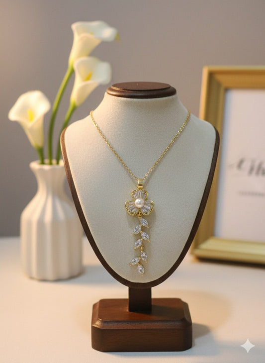Pure 316 Stainless Steel Necklace with Zircon Stones   S2