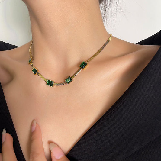 Pure 316 Stainless Steel Necklace with Zircon Stones   S2