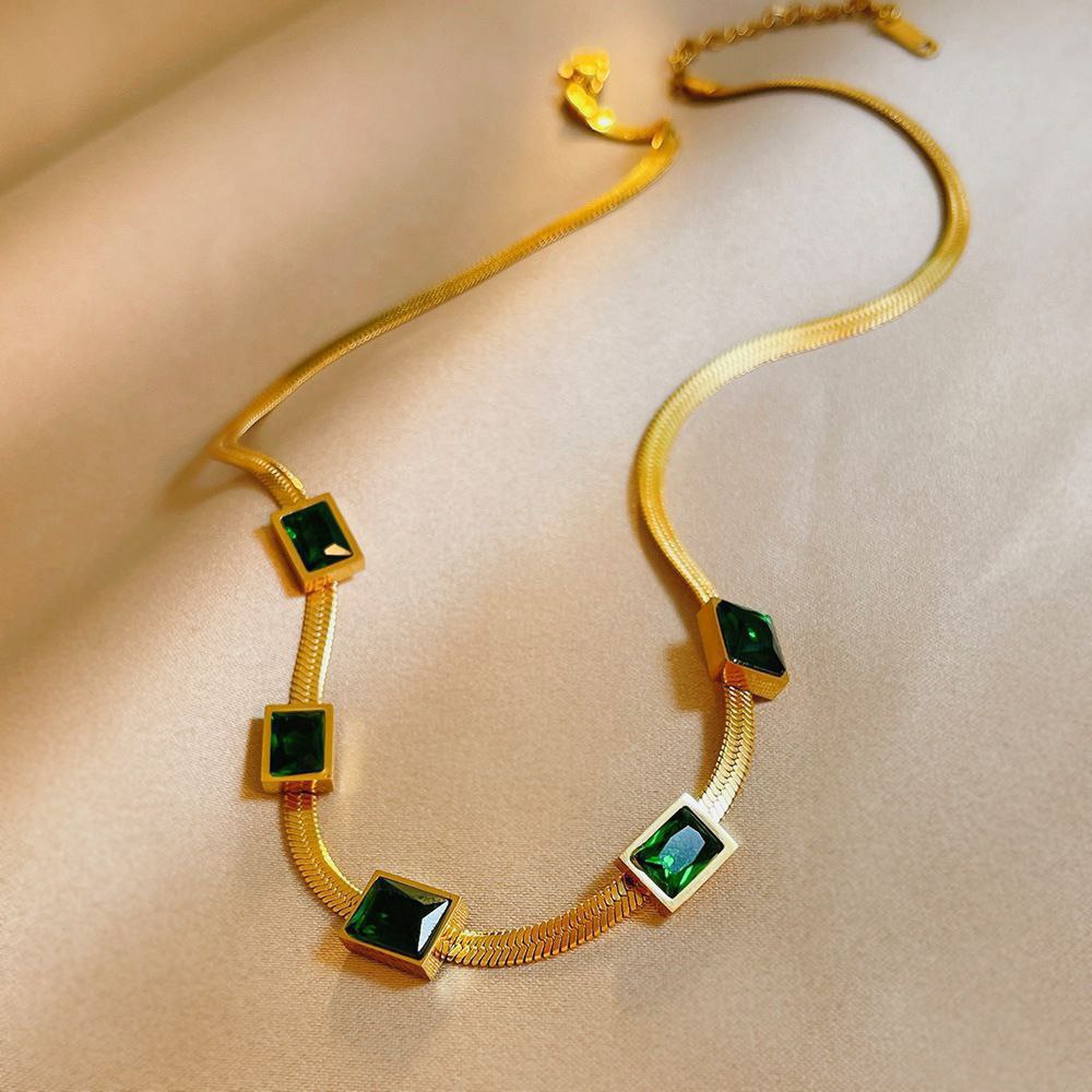 Pure 316 Stainless Steel Necklace with Zircon Stones   S2