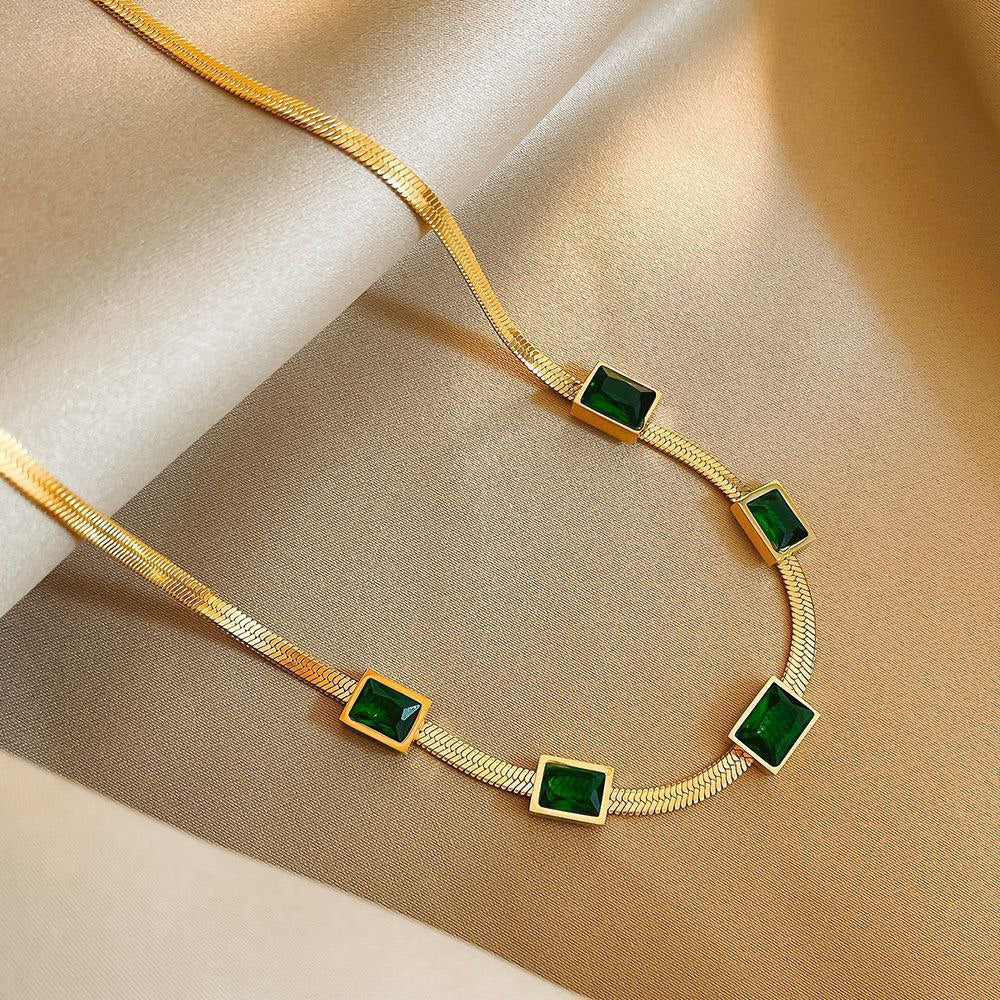 Pure 316 Stainless Steel Necklace with Zircon Stones   S2