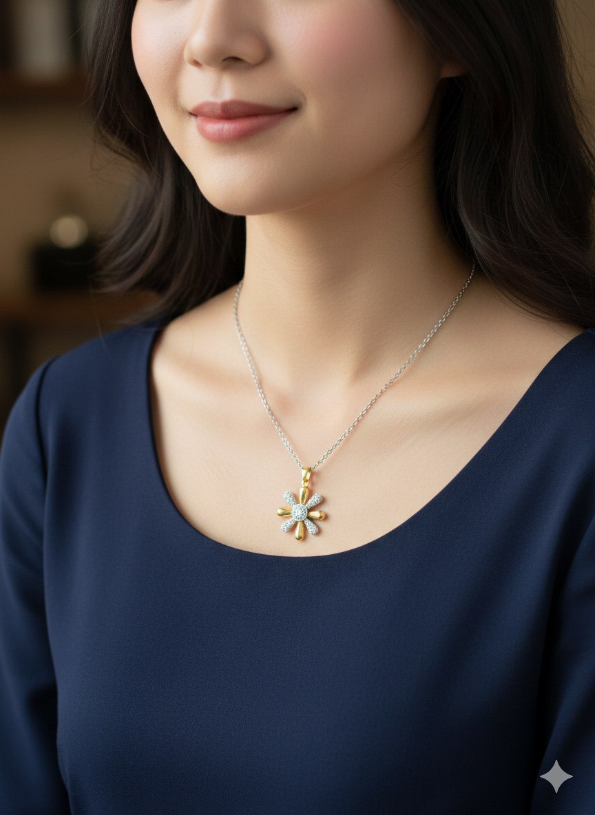Pure 316 Stainless Steel Necklace with Zircon Stones    S2