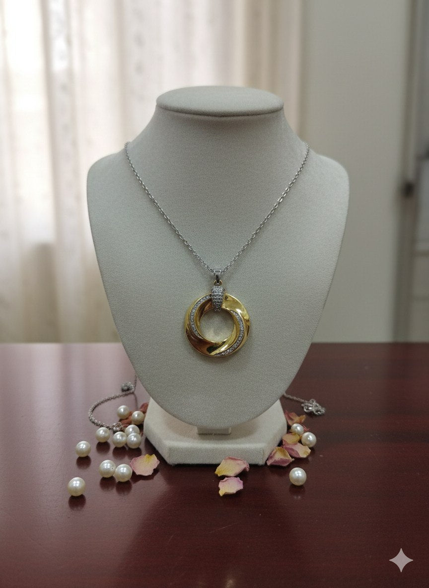 Pure 316 Stainless Steel Necklace with Zircon Stones   S2