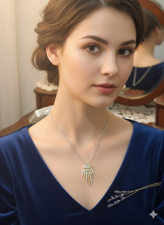 Pure 316 Stainless Steel Necklace with Zircon Stones   S2