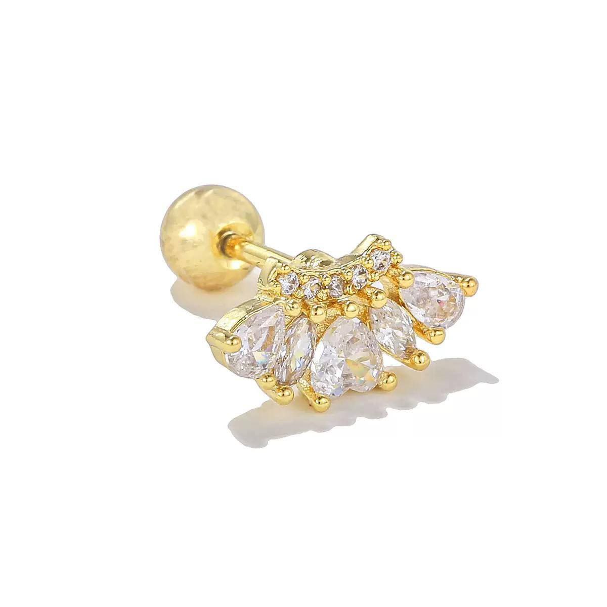 Ball Back Piercing Stainless Steel 316 with Zircon Stones     S1