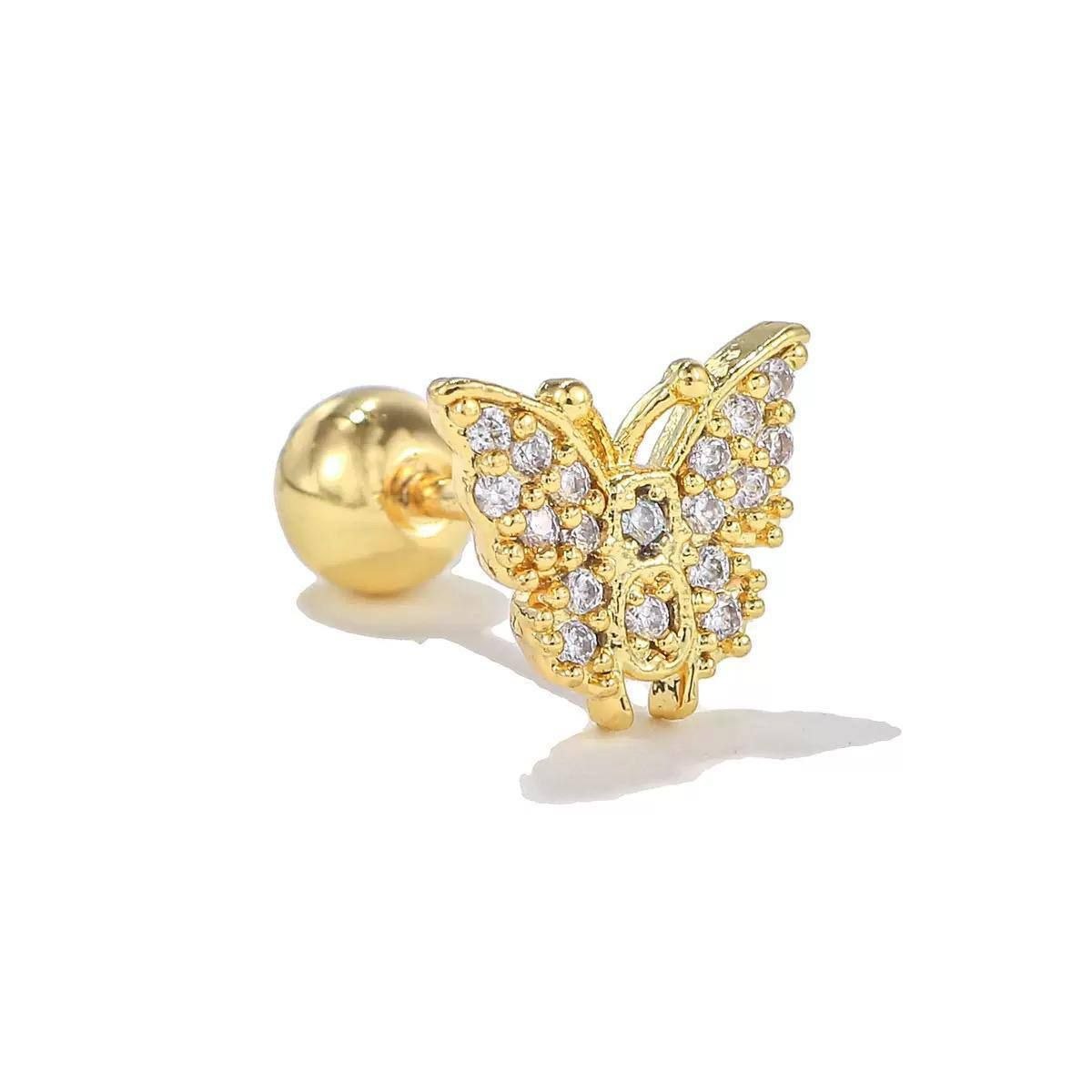 Ball Back Piercing Stainless Steel 316 with Zircon Stones     S1