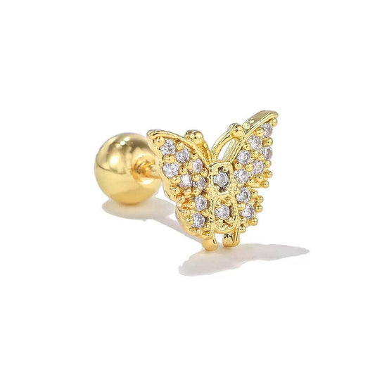 Ball Back Piercing Stainless Steel 316 with Zircon Stones     S1