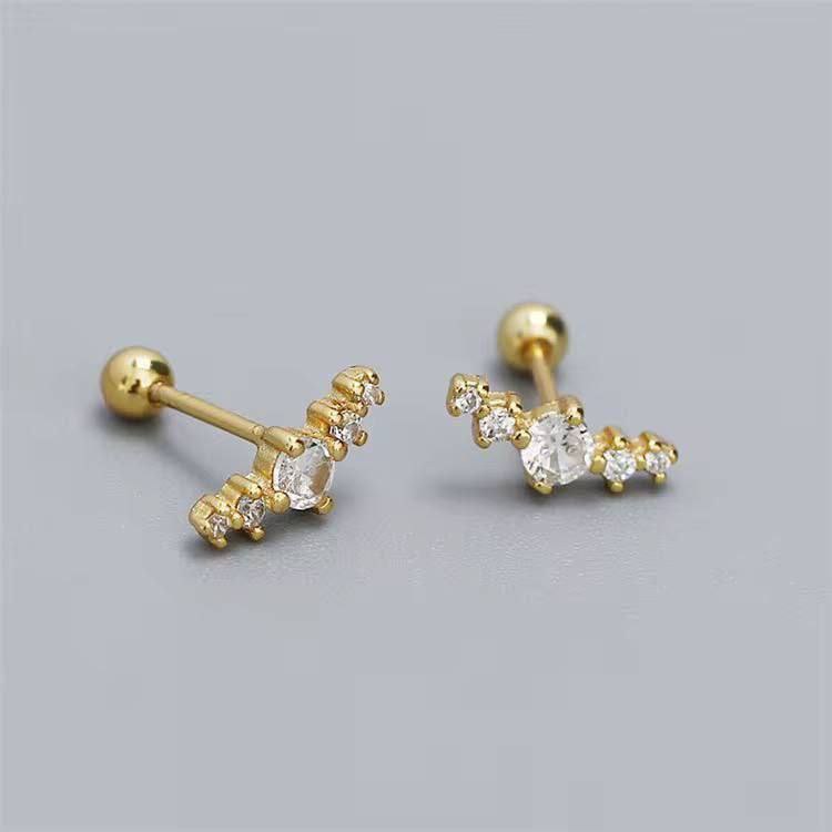 Ball Back Piercing Stainless Steel 316 with Zircon Stones    S1