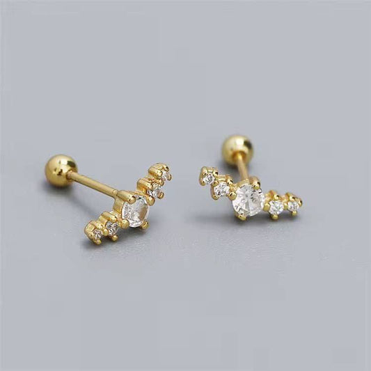 Ball Back Piercing Stainless Steel 316 with Zircon Stones    S1