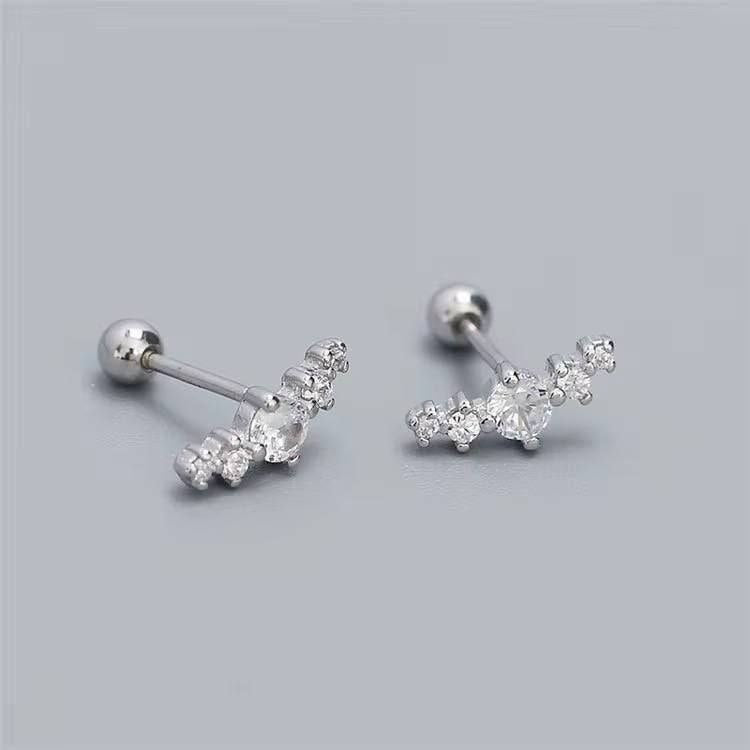 Ball Back Piercing Stainless Steel 316 with Zircon Stones    S1