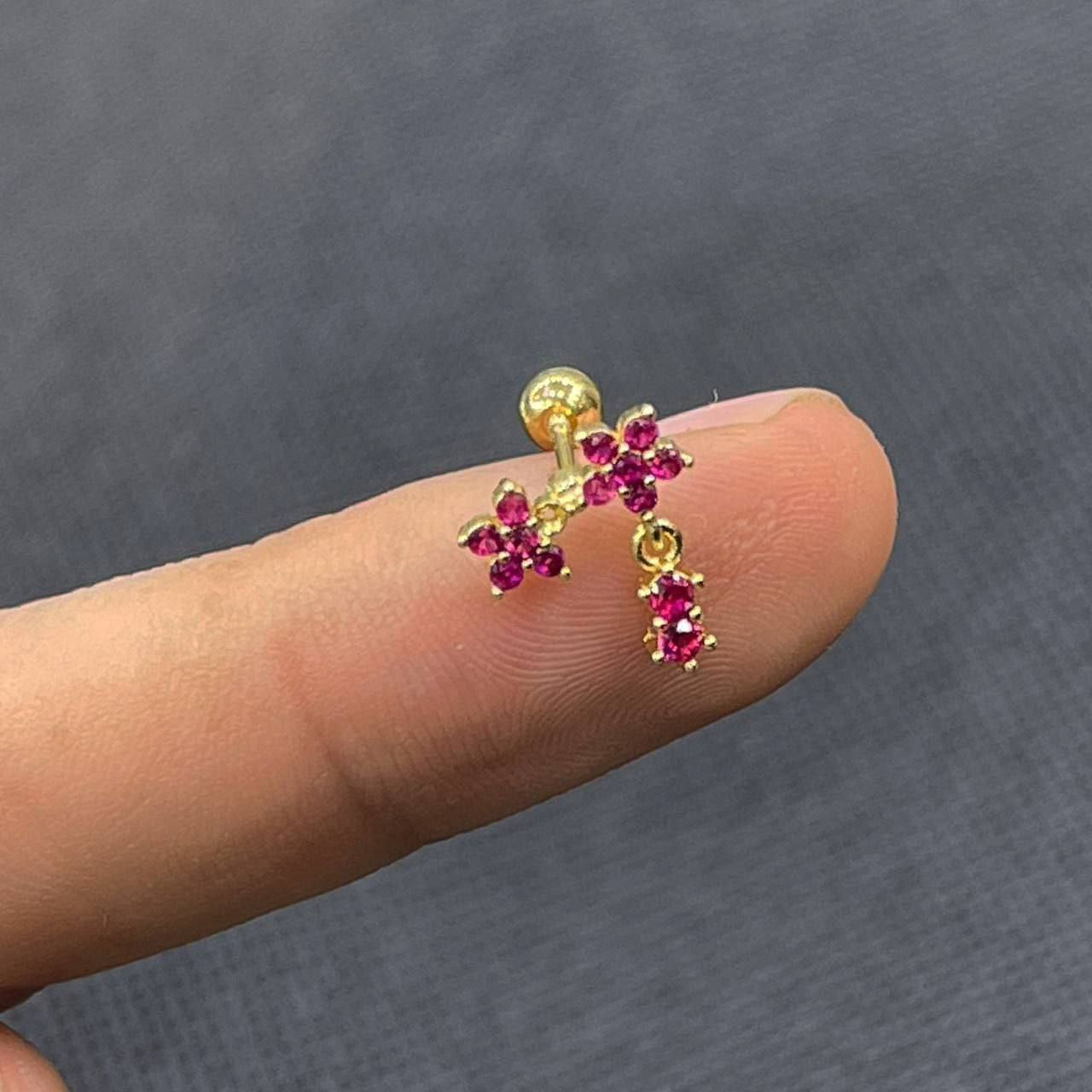 Ball Back Piercing Stainless Steel 316 Bar with Zircon Stones     S1
