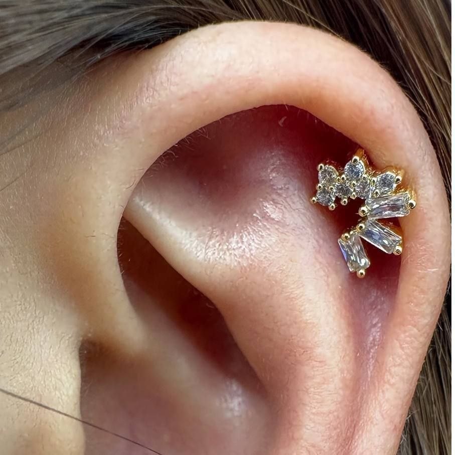 Ball Back Piercing Stainless Steel 316 with Zircon Stones    S1